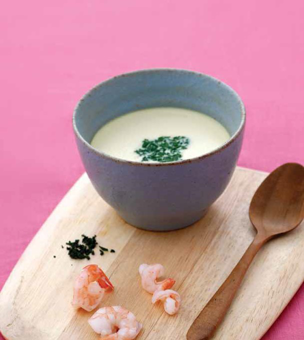 Saeu Dubu Gyeranjjim (Steamed Shrimp, Tofu, and Egg Custard)