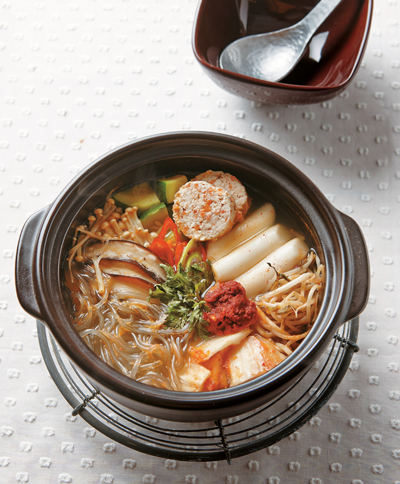 Samgye Budae Jjigae (Chicken & Herbal Broth Army Stew)